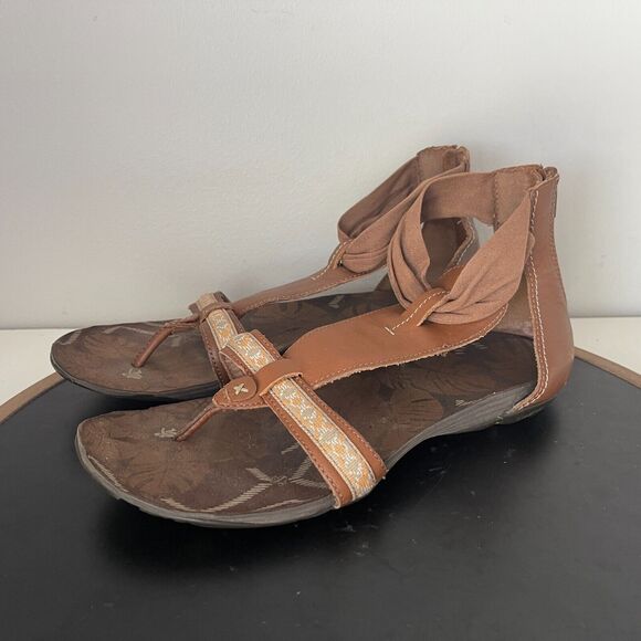 Cushe‎ Clover Thong Gladiator Sandal Women Size 8 Brown Zip Up Flats - Picture 5 of 13